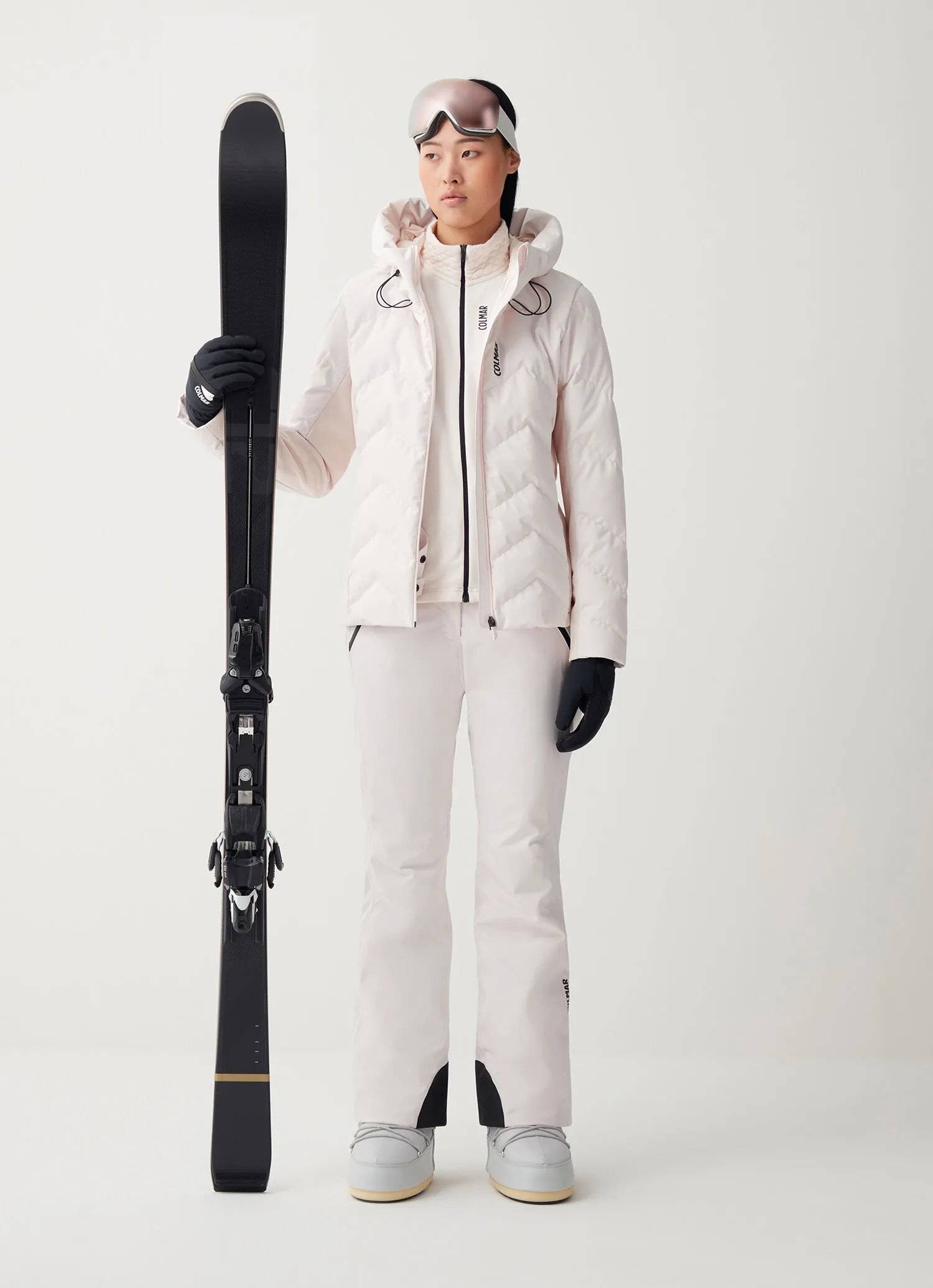 Stretch ski jacket with wide hood-collar