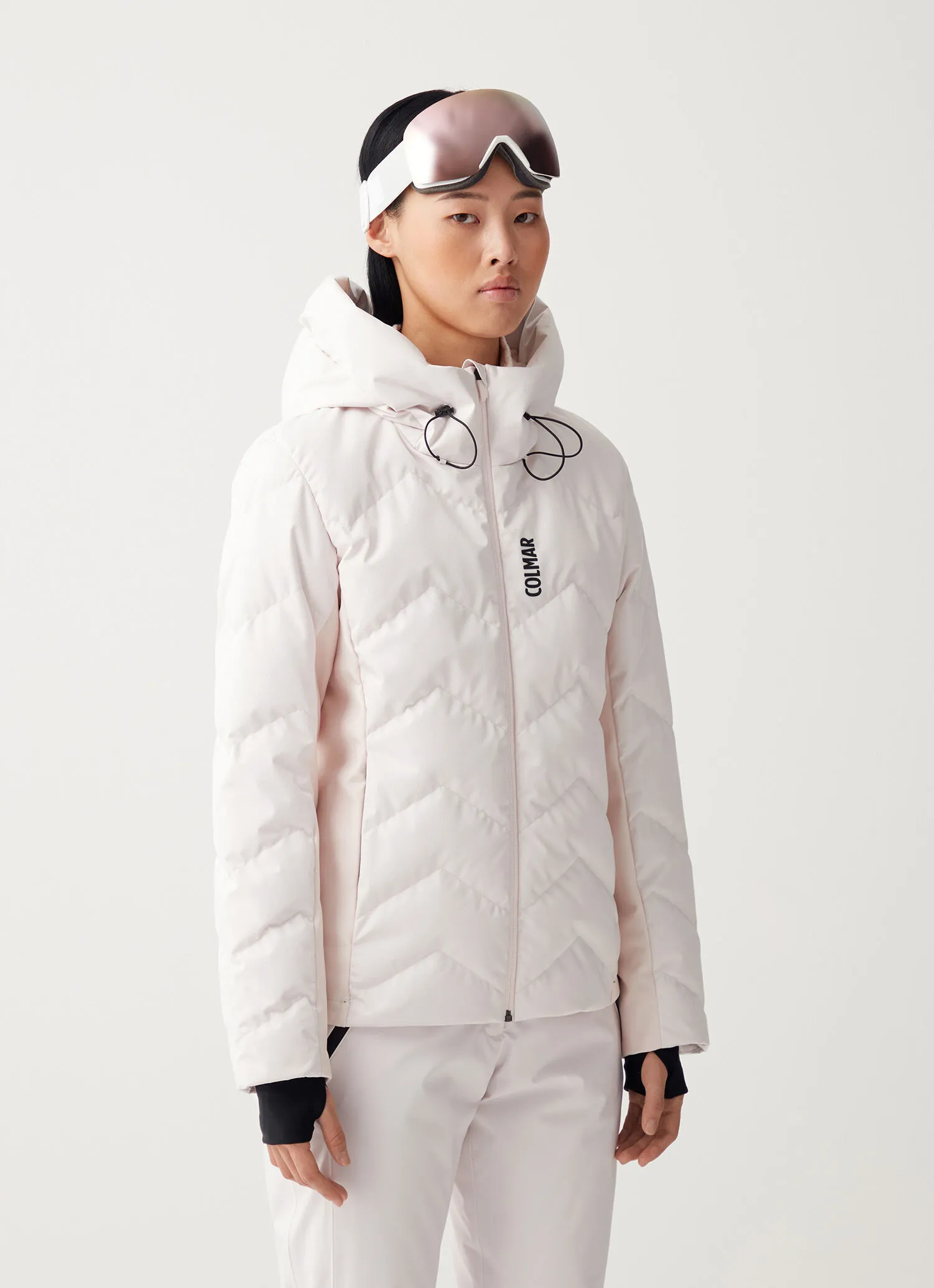 Stretch ski jacket with wide hood-collar