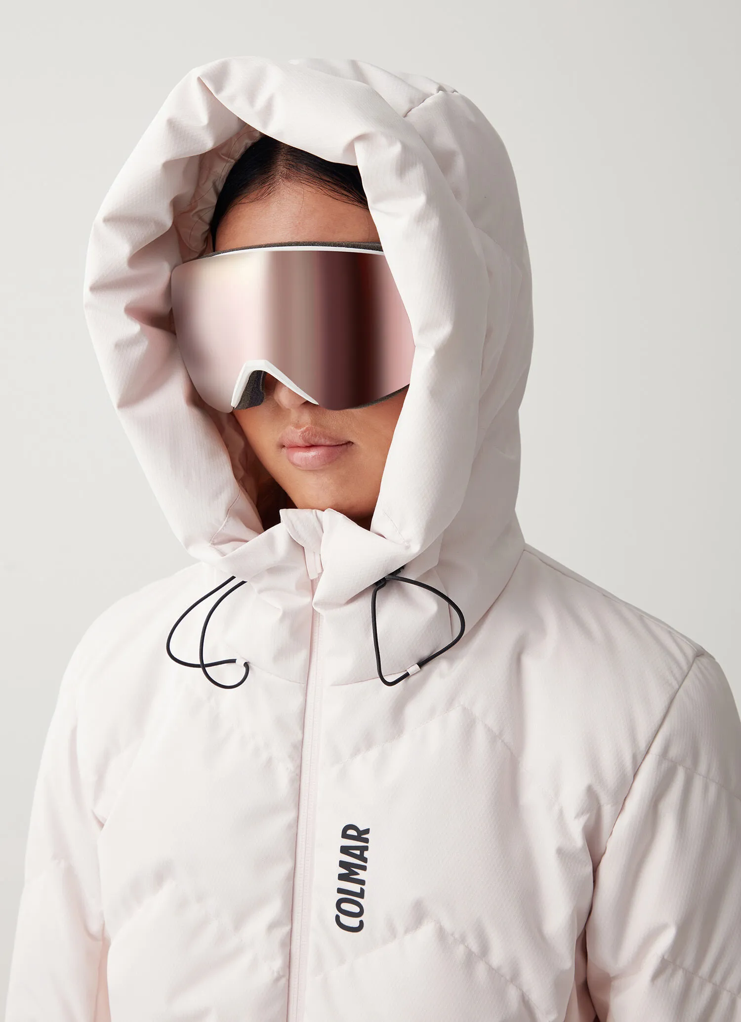 Stretch ski jacket with wide hood-collar