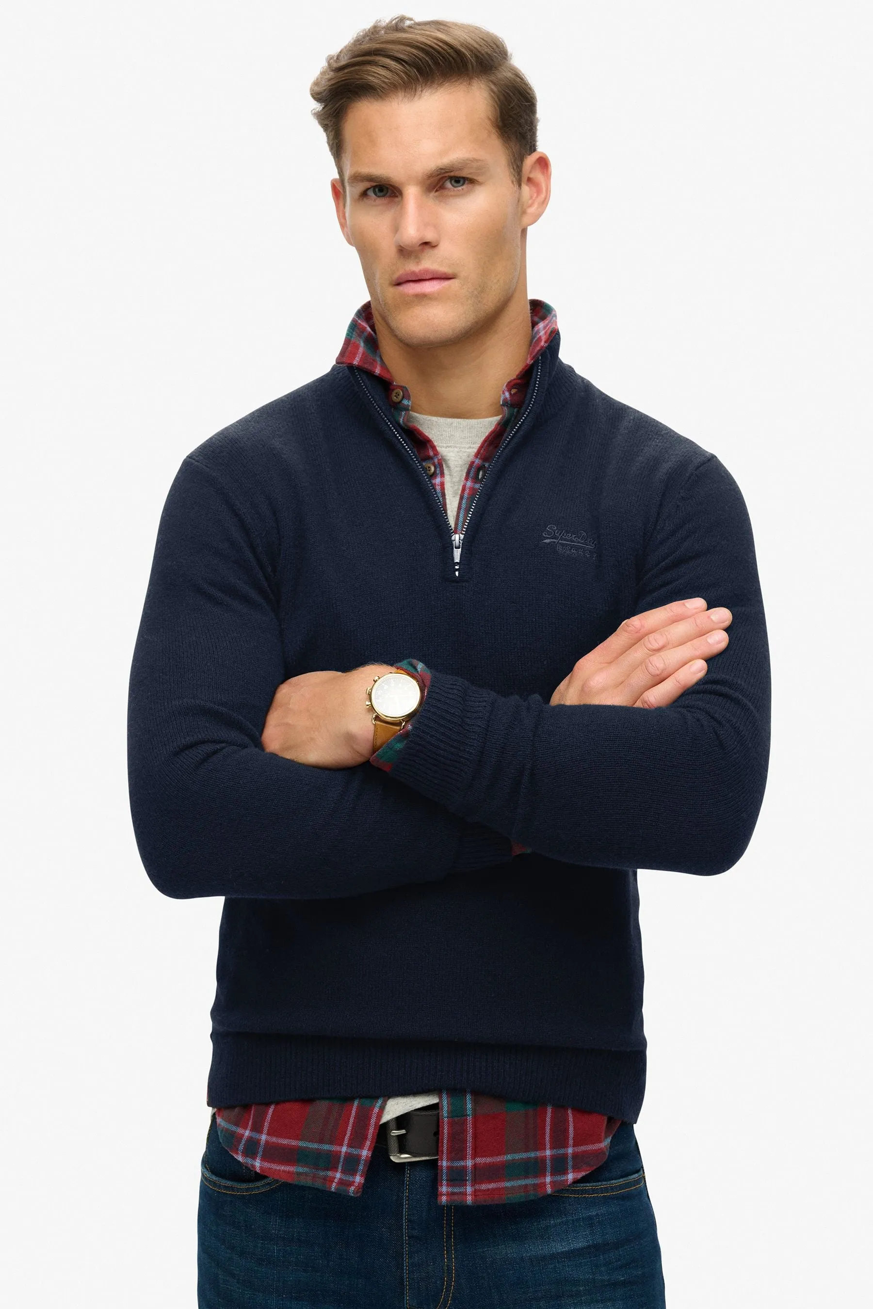 Superdry Essential Embroidered Knit Half Zip Jumper    