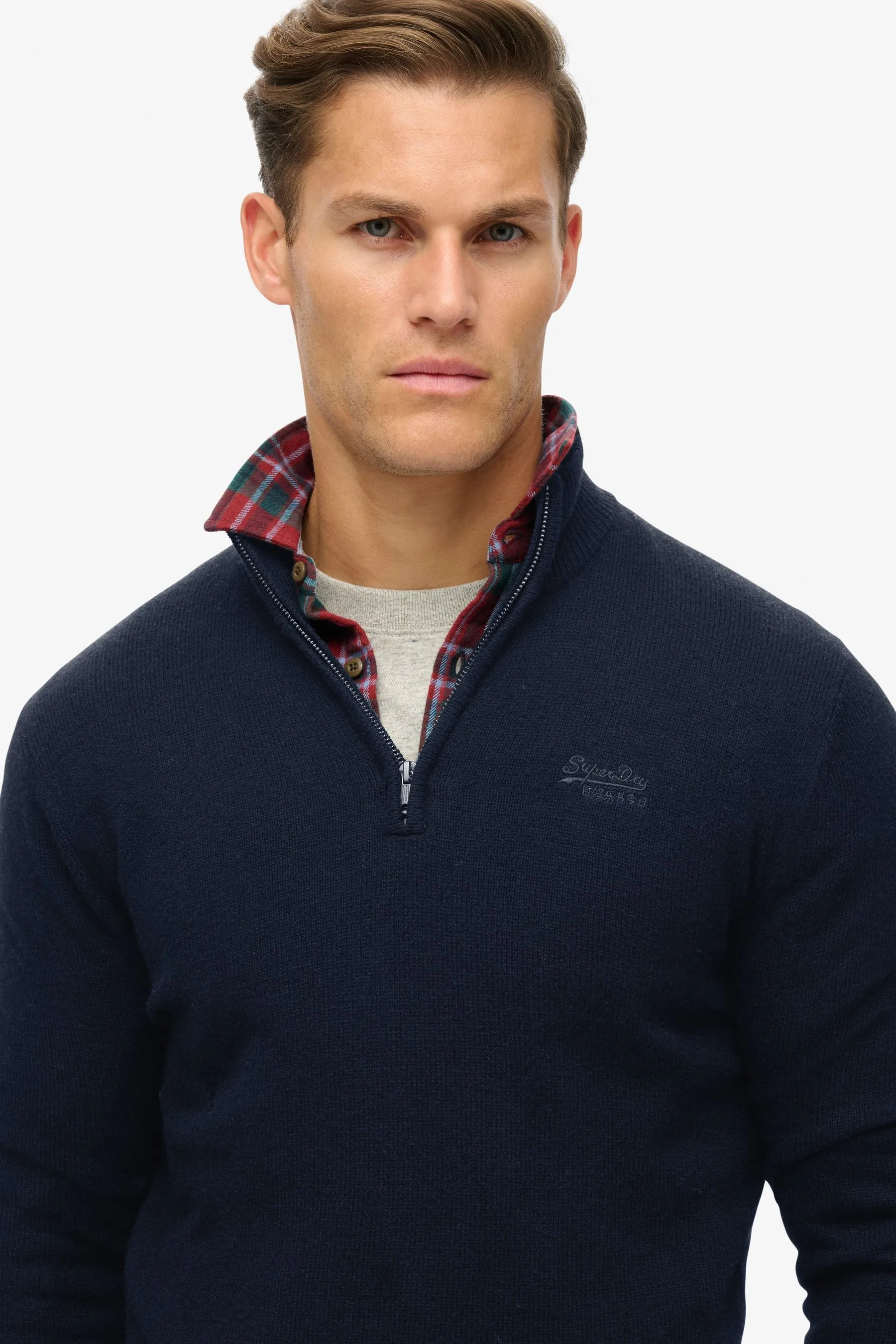 Superdry Essential Embroidered Knit Half Zip Jumper    