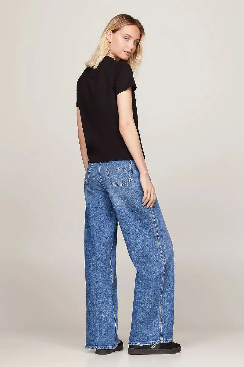 T-shirt con logo in corsivo donna Nero