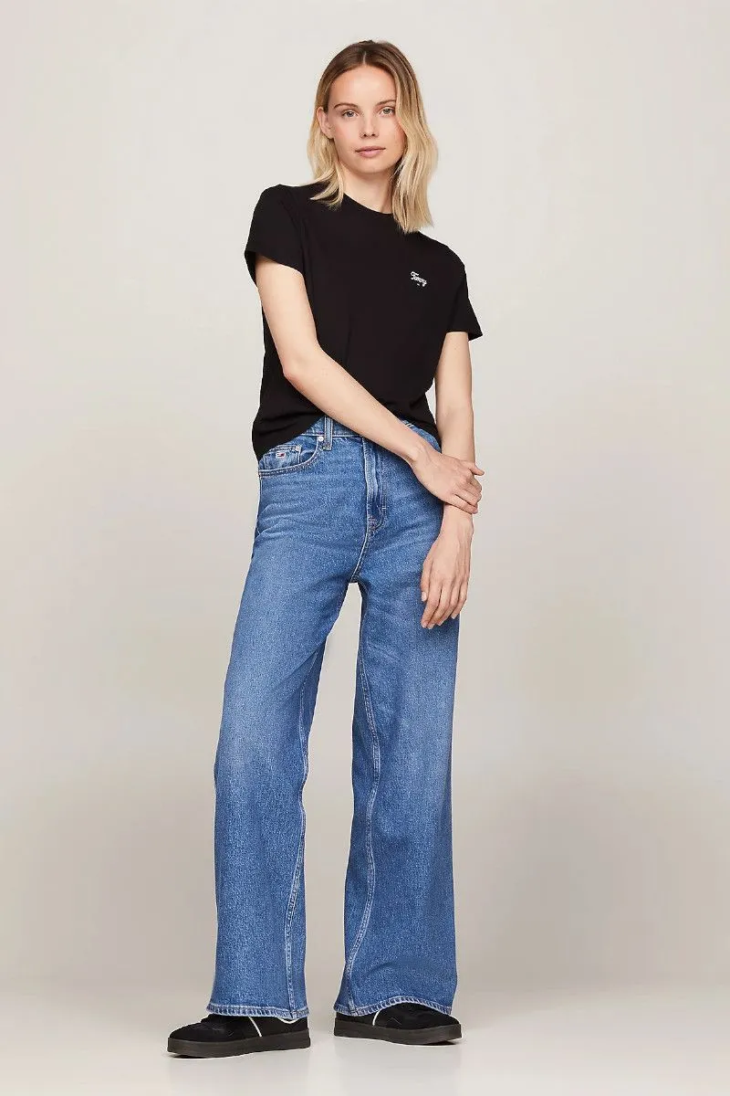 T-shirt con logo in corsivo donna Nero