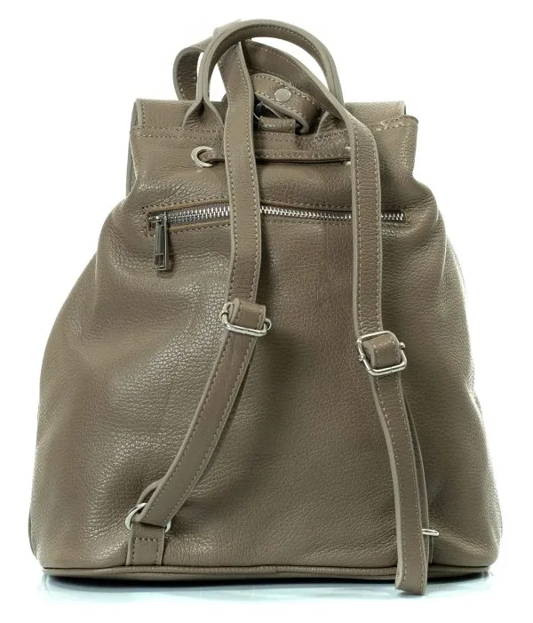 Taupe genuine leather women's backpack