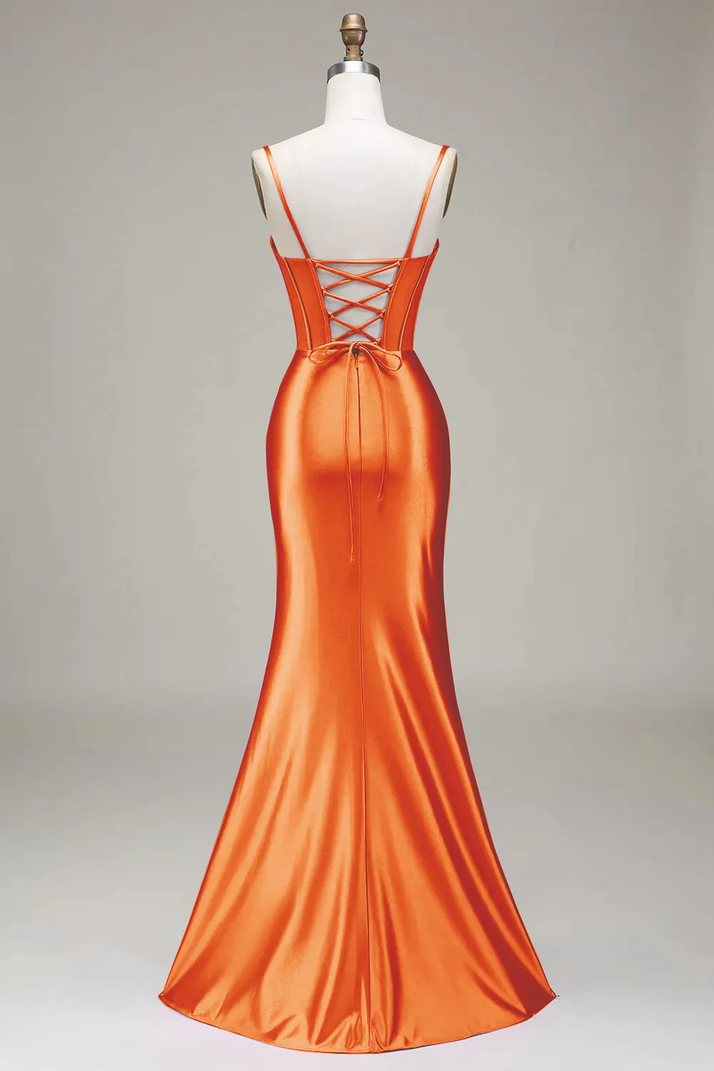 Verde scuro Sirena Spalline sottili Corsetto Abito da ballo con Split Front