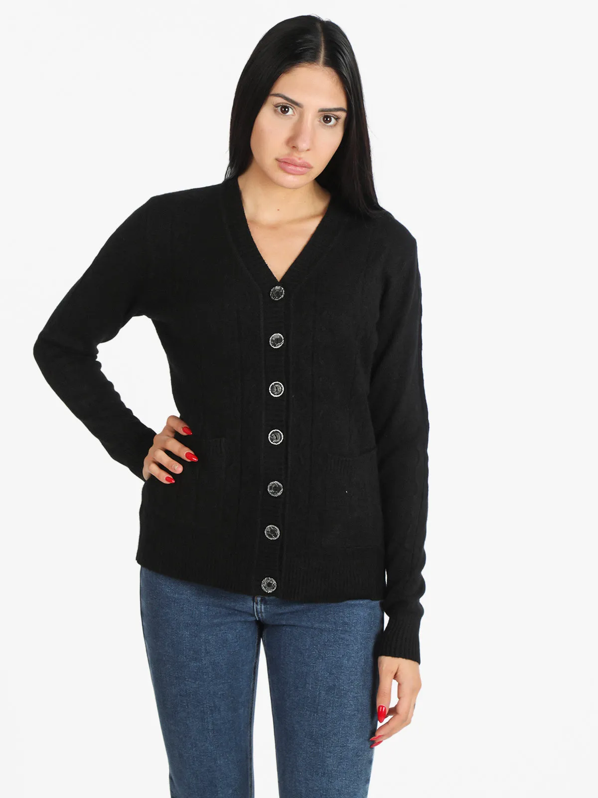 Yi Jin Cardigan tricoté femme avec boutons