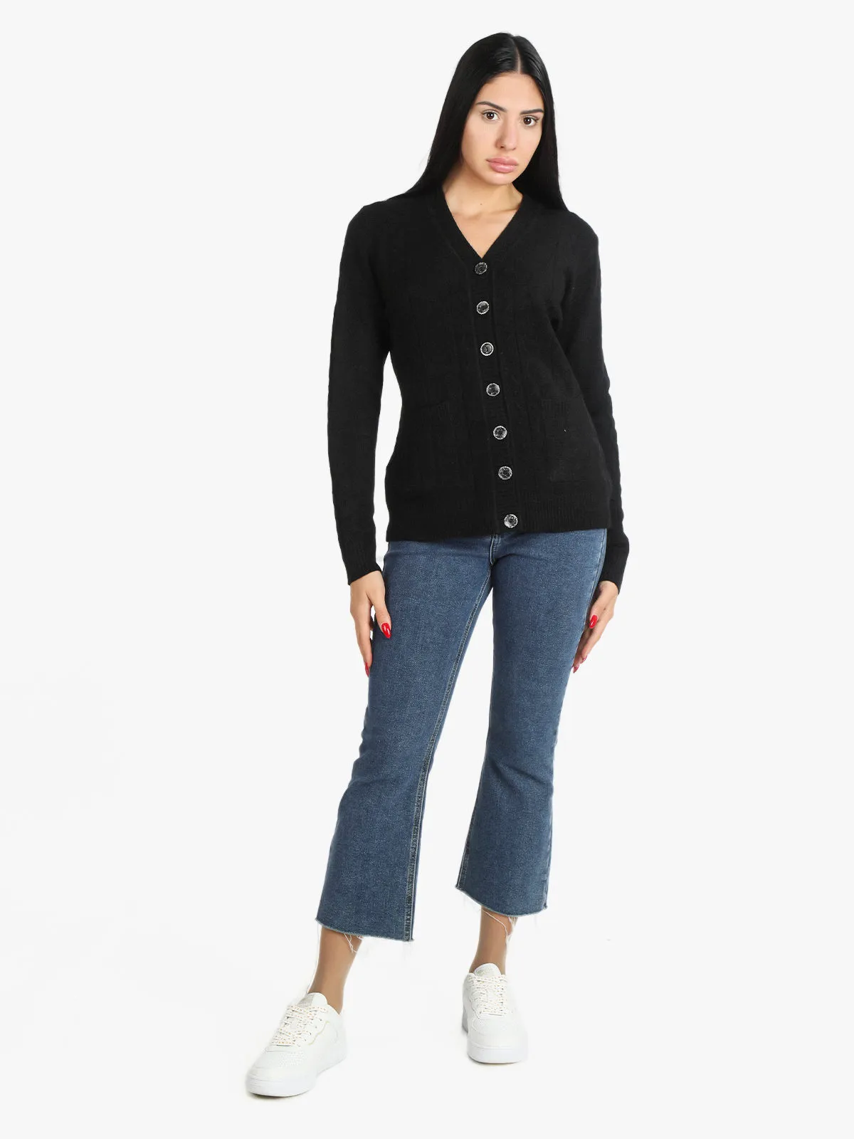 Yi Jin Cardigan tricoté femme avec boutons